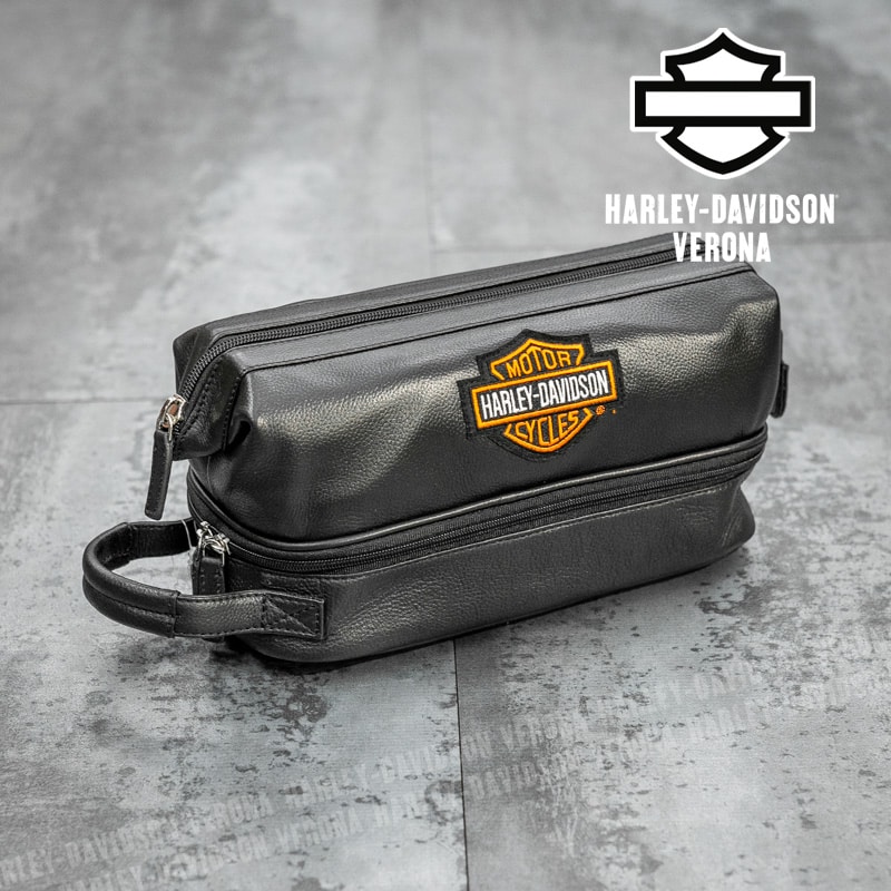 Trousse in pelle Harley-Davidson® Black doppio fondo