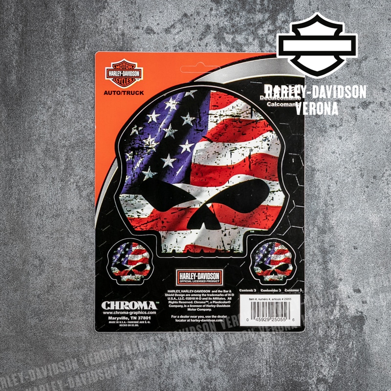 Adesivi Harley-Davidson® Skull with American Flag
