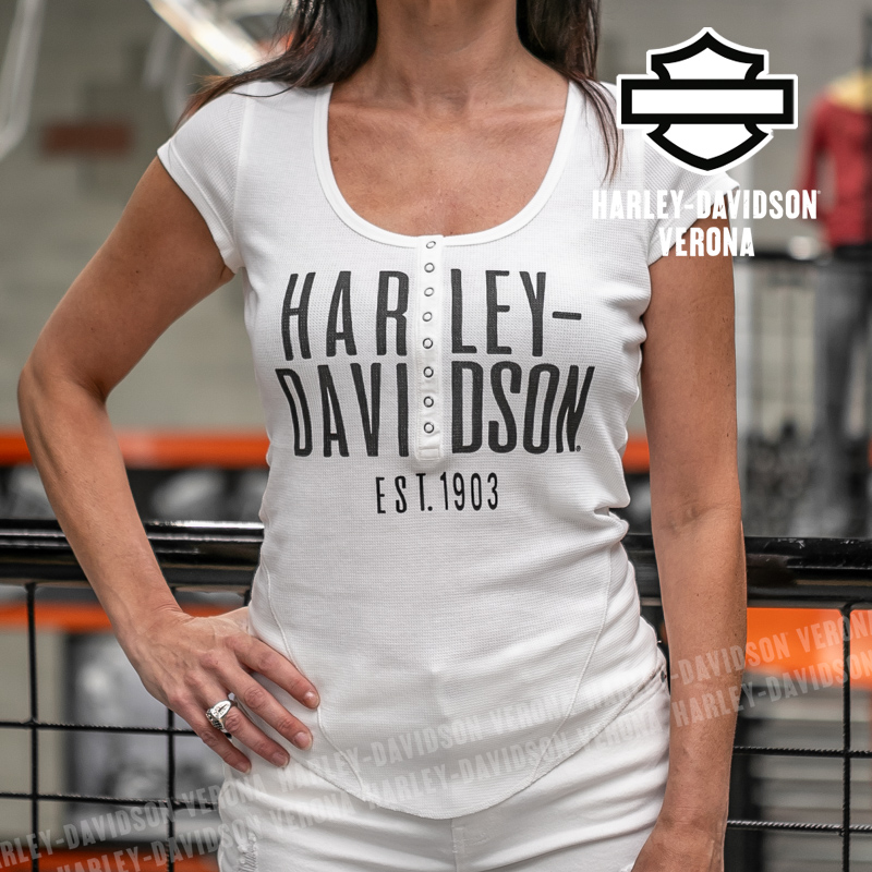 T-Shirt Donna Con bottoncini Harley-Davidson® White