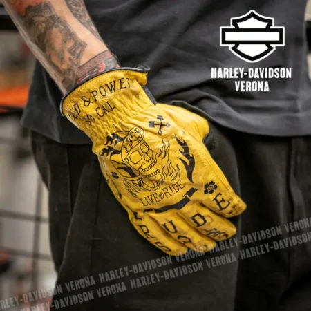 Guanti moto in pelle Tattoo Yellow
