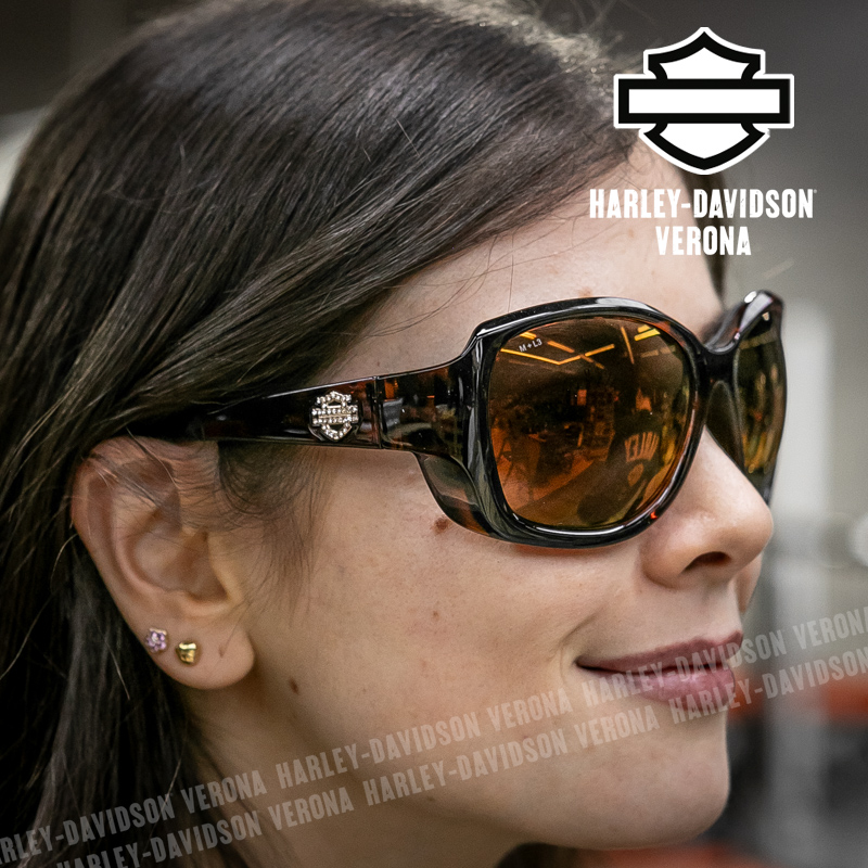 Harley-Davidson Occhiali Da Sole Donna Pilota A Goccia - Montatura Metallo Argento, Lenti Blu A Specchio, Protezione UV 100%