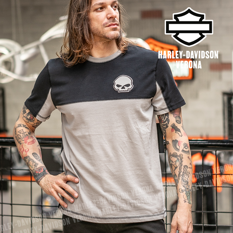 T-shirt Harley-Davidson® Willie G Skull Colorblock - Harley Black & Ghost Grey