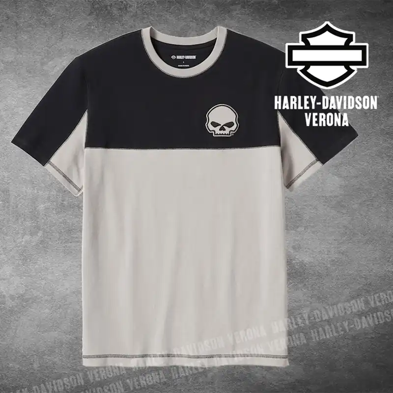 T-shirt Harley-Davidson® Willie G Skull Colorblock - Harley Black & Ghost Grey