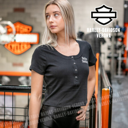 T-shirt serafino a costine Harley-Davidson® Black