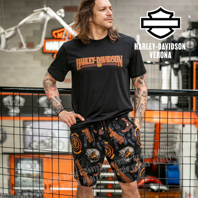 Pigiama da uomo Harley-Davidson® Shorts Eagle Black