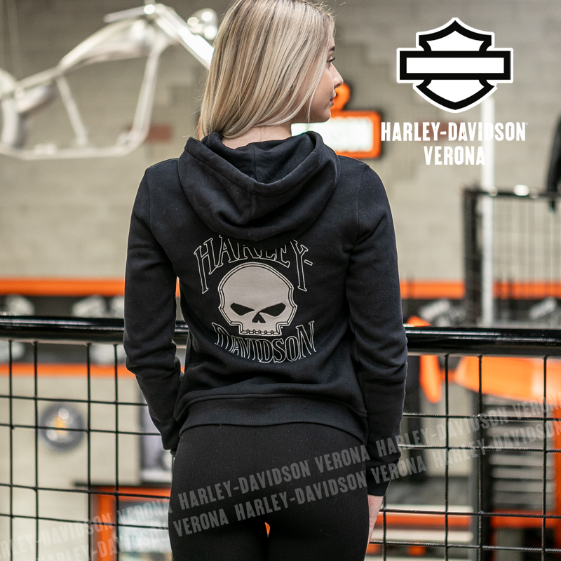 Felpa zippata con cappuccio Harley-Davidson® Willie G Skull - Harley Black.