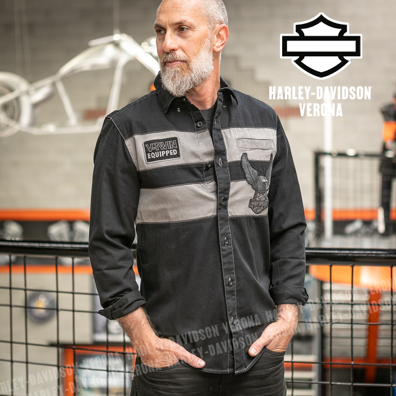 Camicia a maniche lunghe Harley-Davidson® Iron Bond II Colorblock Harley Black e Asphalt