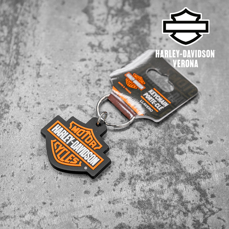 Portachiavi Harley-Davidson® Bar & Shield PVC Orange/White