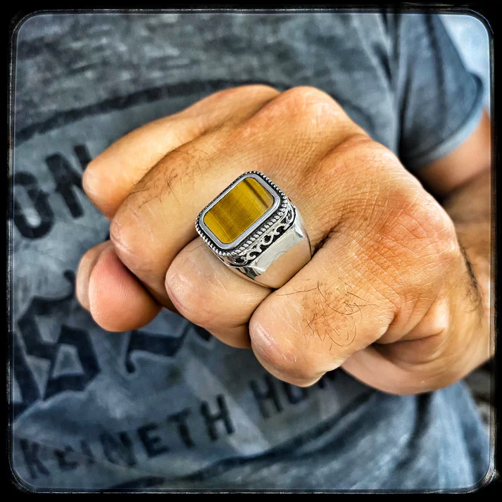 Anello con pietra naturale FOXY in argento 925