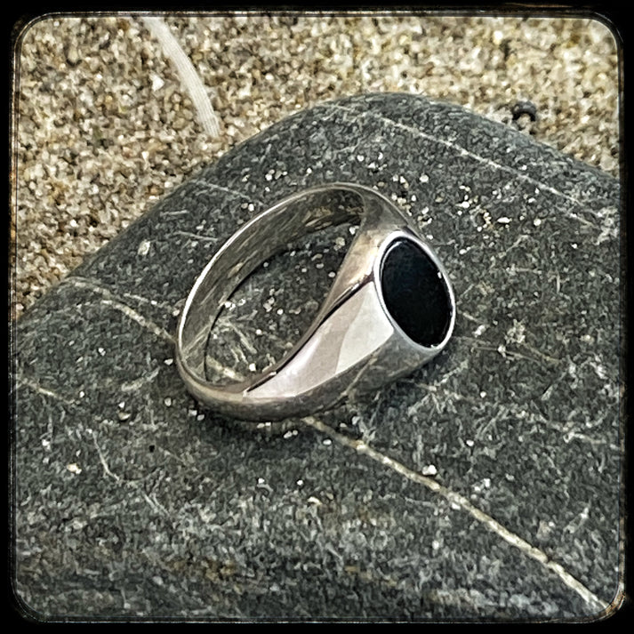 Anello TONI in agata nera e argento 925