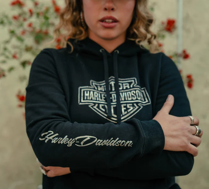 Felpa con cappuccio Harley-Davidson® Essential Bling Pullover Fleece Hoodie - Harley Black