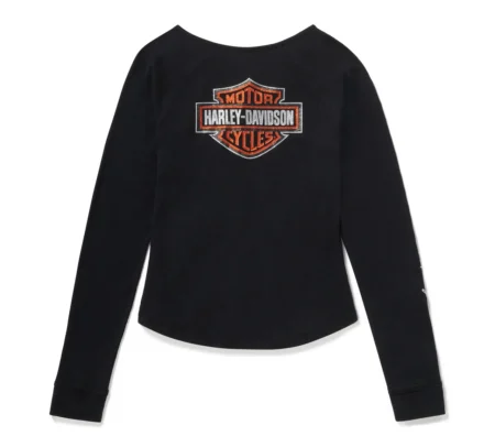 Maglia Harley Davidson® a coste Essential Bling Keyhole - Harley Black