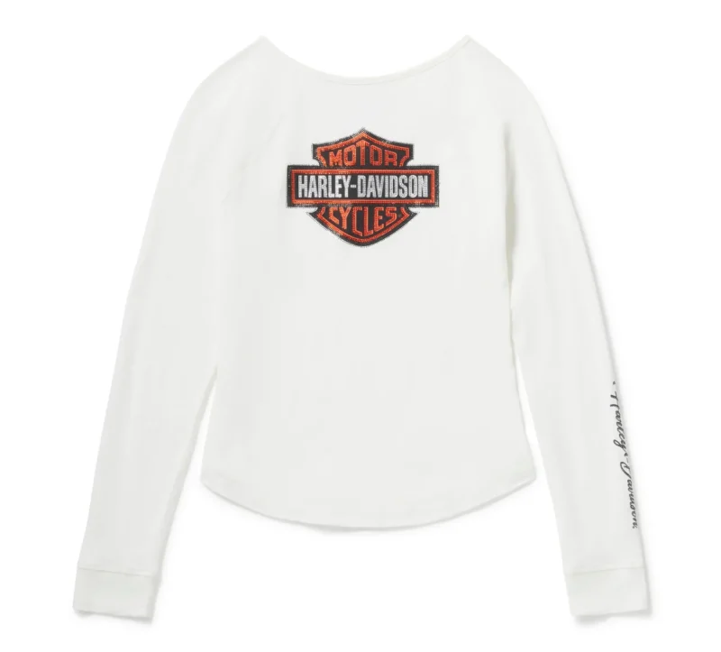 Maglia Harley Davidson® a coste Essential Bling Keyhole - Cloud Dancer - immagine 4