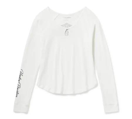 Maglia Harley Davidson® a coste Essential Bling Keyhole - Cloud Dancer