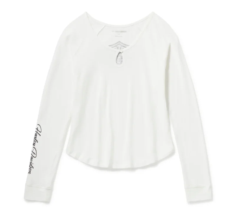 Maglia Harley Davidson® a coste Essential Bling Keyhole - Cloud Dancer