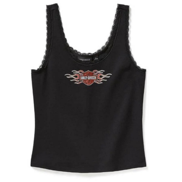Canotta Harley-Davidson® Vintage Flames Bling Lace Trim