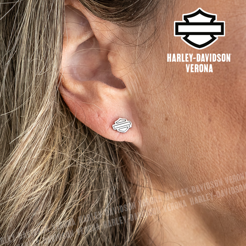 Orecchini Harley-Davidson® B&S Sterling Silver 8mm