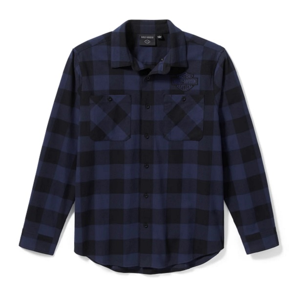 Camicia a maniche lunghe Harley-Davidson® Buffalo Check Flanel – Mood Indigo/Harley Black