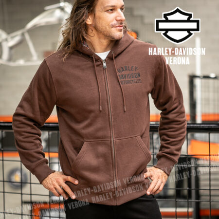 Felpa zippata con cappuccio Harley-Davidson® Plaid Lined - Coffee