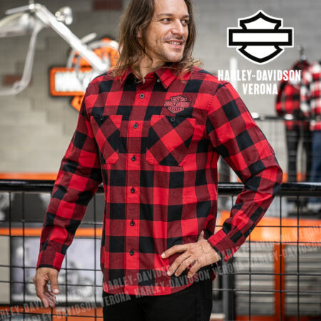 Camicia a maniche lunghe Harley-Davidson® Buffalo Check Flanel – Harley Black/Red