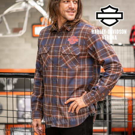 Camicia a maniche lunghe Harley-Davidson® Race – Brown/Blue