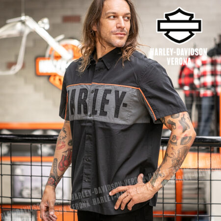 Camicia Harley-Davidson® Essential Mechanics Black/Grey Colorblock