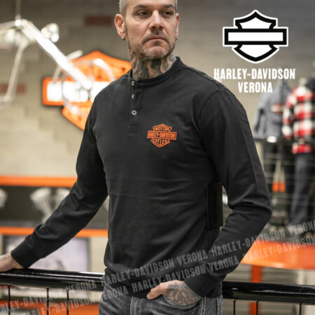 Maglia a maniche lunghe Harley Davidson® Henley Racer Font
