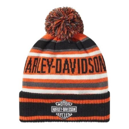 Berretto Harley-Davidson® Stripe Pom Beanie - Black/Orange