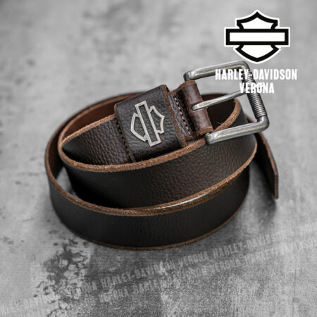 Cintura in pelle Harley-Davidson® Open Bar & Shield Distressed Brown