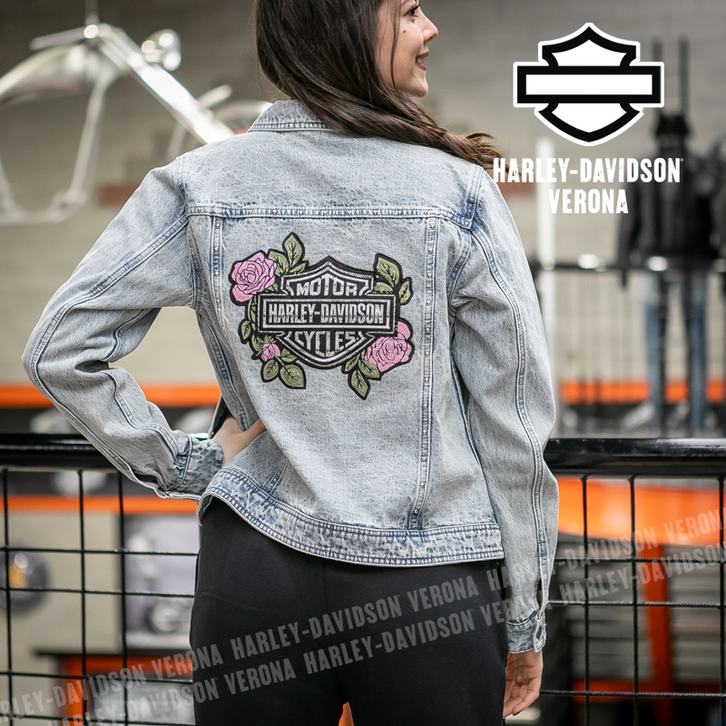 Giubbino in Jeans Harley-Davidson® Rose & Thorn Bling