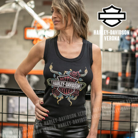 Canotta Harley-Davidson® Serpent Rose Bling - Harley Black