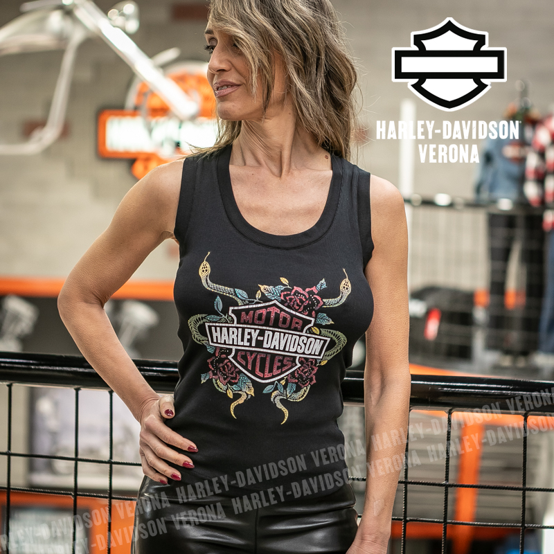 Canotta Harley-Davidson® Serpent Rose Bling - Harley Black