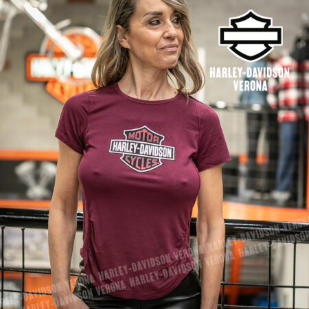 T-shirt Harley-Davidson® Beveled Bar & Shield Bling - Maroon Banner