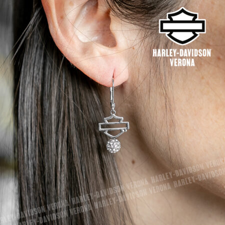 Orecchini Harley-Davidson® B&S Silver Crystal Fireball