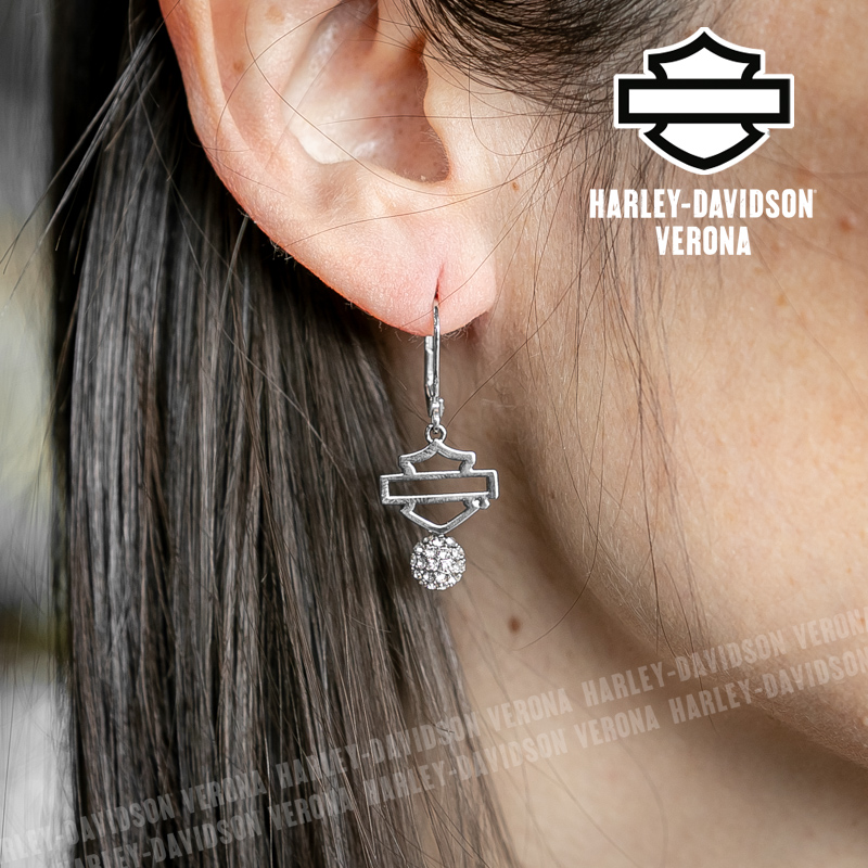 Orecchini Harley-Davidson® B&S Silver Crystal Fireball