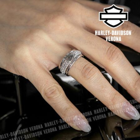 Set di tre anelli Harley-Davidson® con Bar & Shield e zirconi