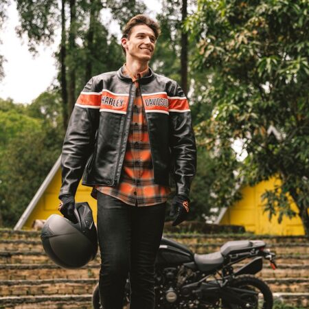 Camicia Harley-Davidson® TECH da uomo - Plaid Harley Orange & Harley Black