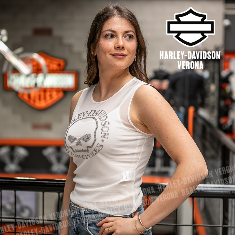 Top in rete Harley-Davidson® Willie G Skull Bling - Cloud Dancer