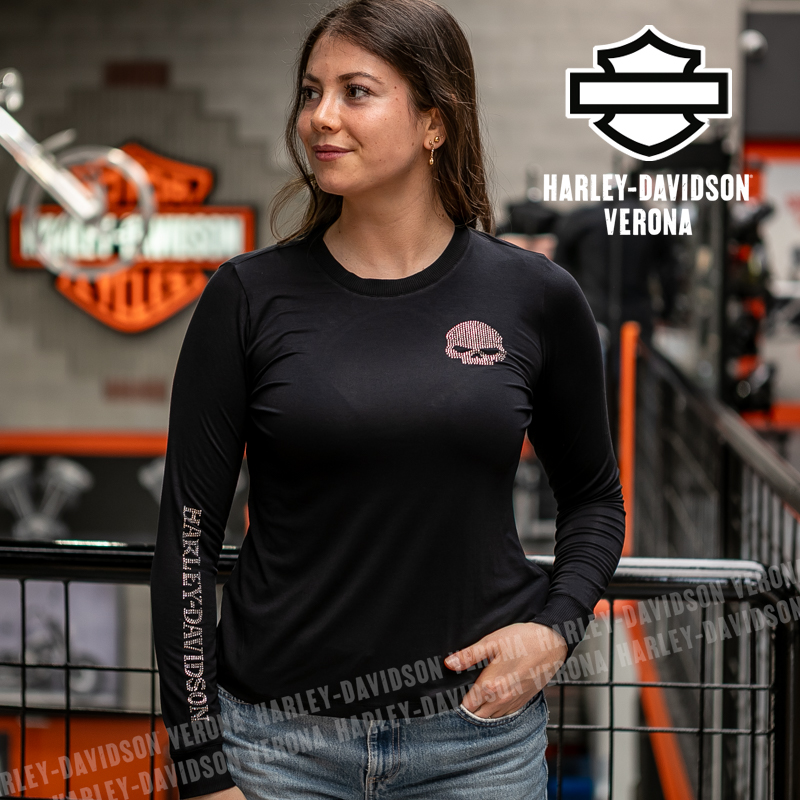 Maglia a maniche lunghe Harley-Davidson® Willie G Skull Bling - Harley Black