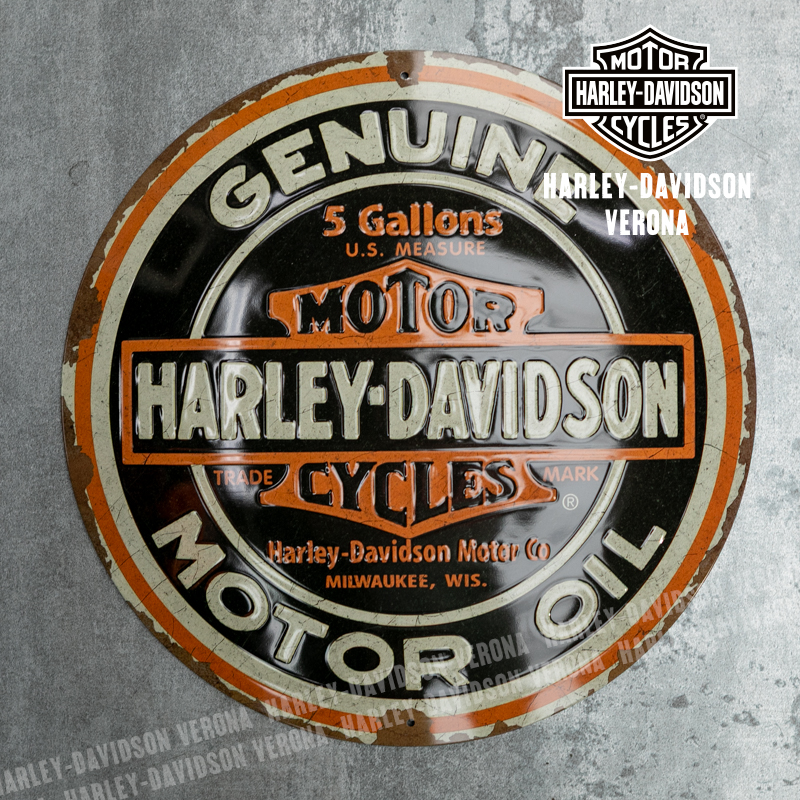 Insegna metallica rotonda Harley-Davidson® Genuine Motor Oil