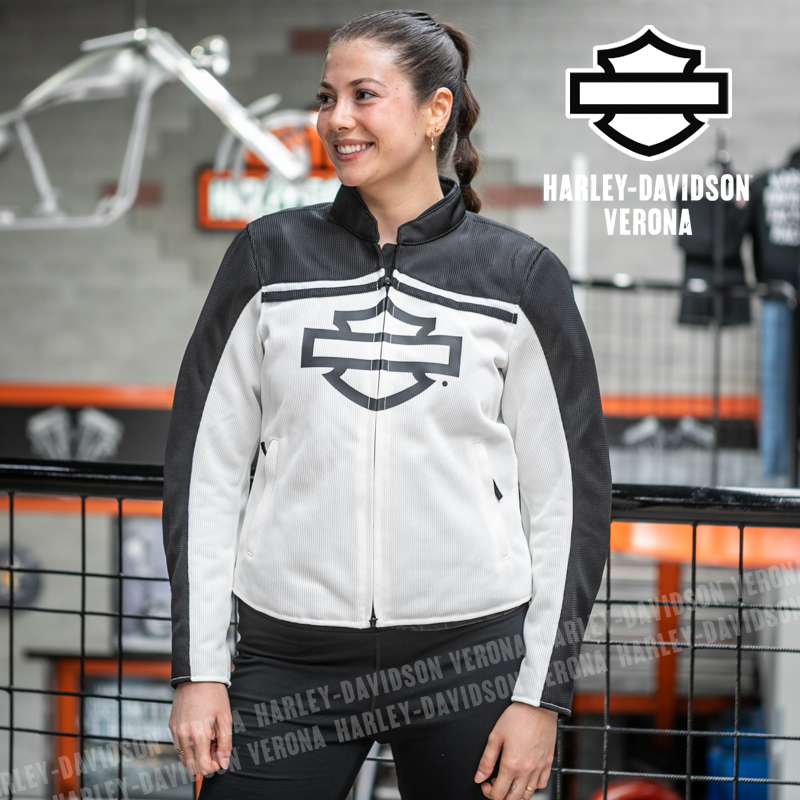 Giacca da moto Harley-Davidson® Colorblock - Harley Black e Cloud Dancer