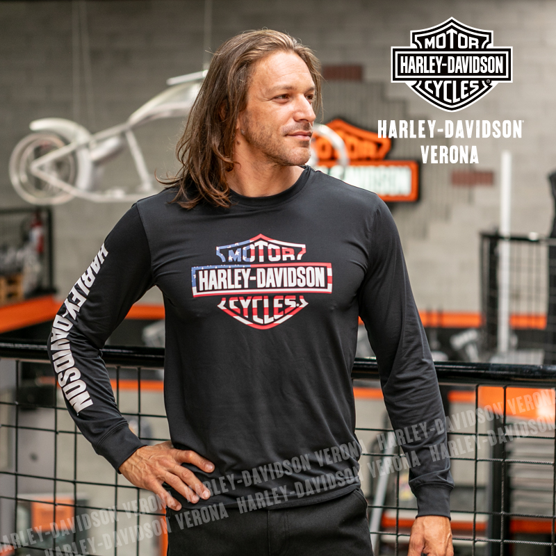 Maglia a maniche lunghe Harley-Davidson® Stars & Stripes – Harley Black