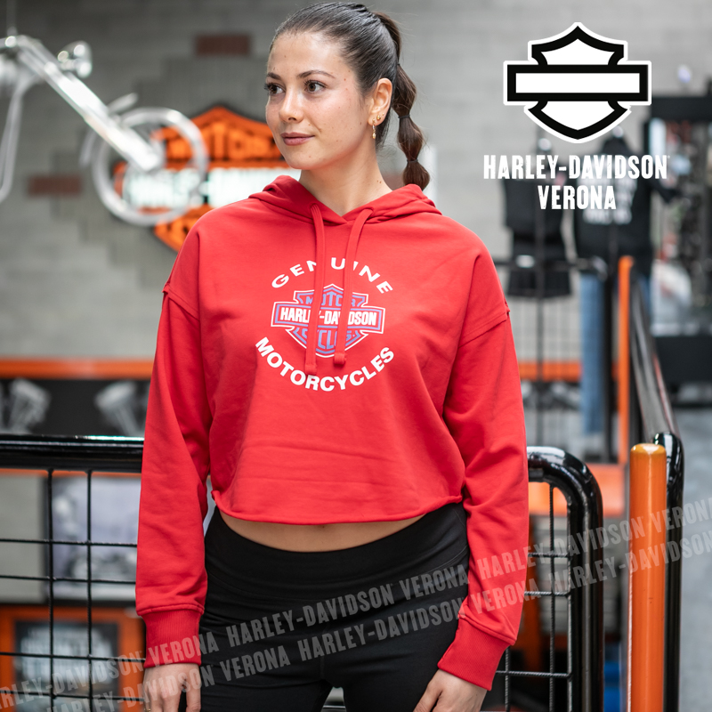 Felpa con cappuccio Harley-Davidson® Essential Raw-Edge - Hot Rod Red
