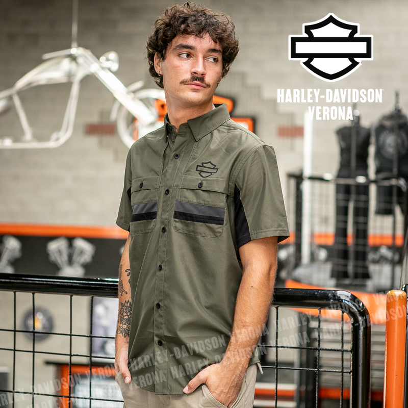 Camicia Harley-Davidson® TECH Colorblock - Grape Leaf & Harley Black