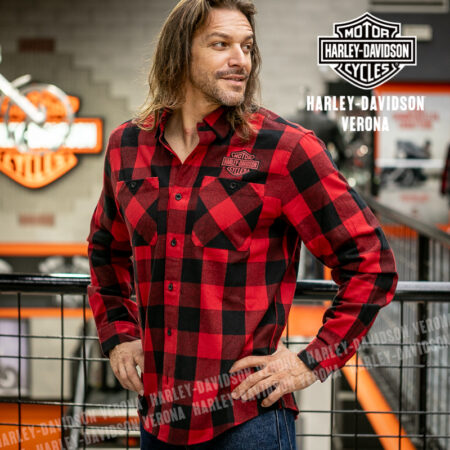 Camicia a maniche lunghe Harley-Davidson® Essential Buffalo - Deep Red & Harley Black