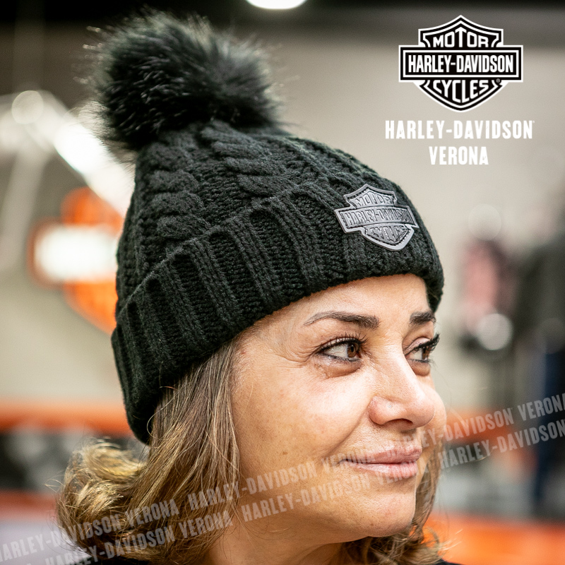 Berretto con pompon Harley-Davidson® Leather Patch - Harley Black