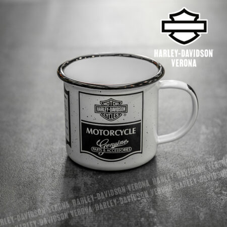 Tazza in metallo smaltato Harley-Davidson® Genuine Black and White