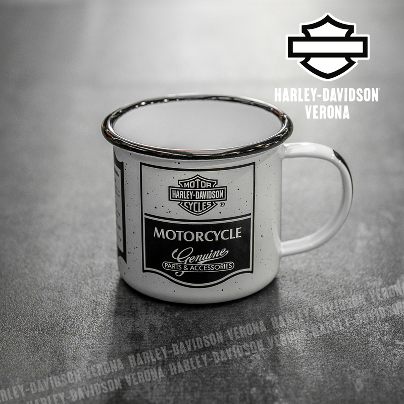 Tazza in metallo smaltato Harley-Davidson® Genuine Black and White