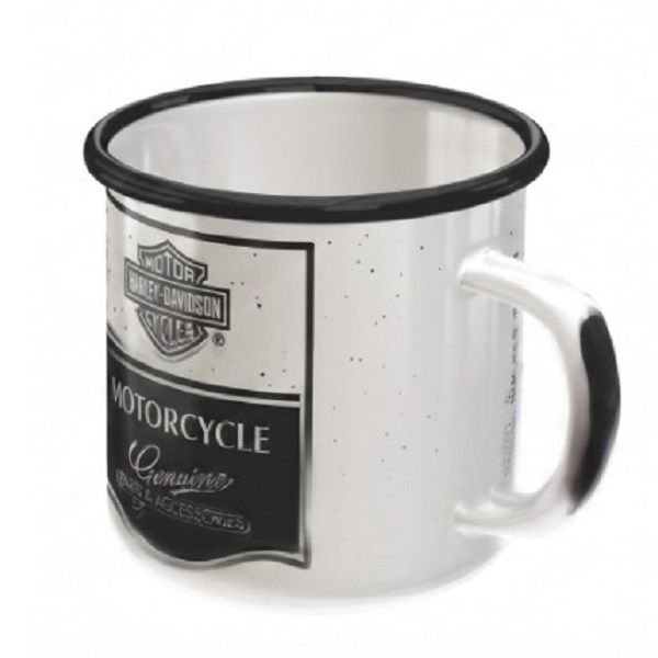 Tazza in metallo smaltato Harley-Davidson® Genuine Black and White