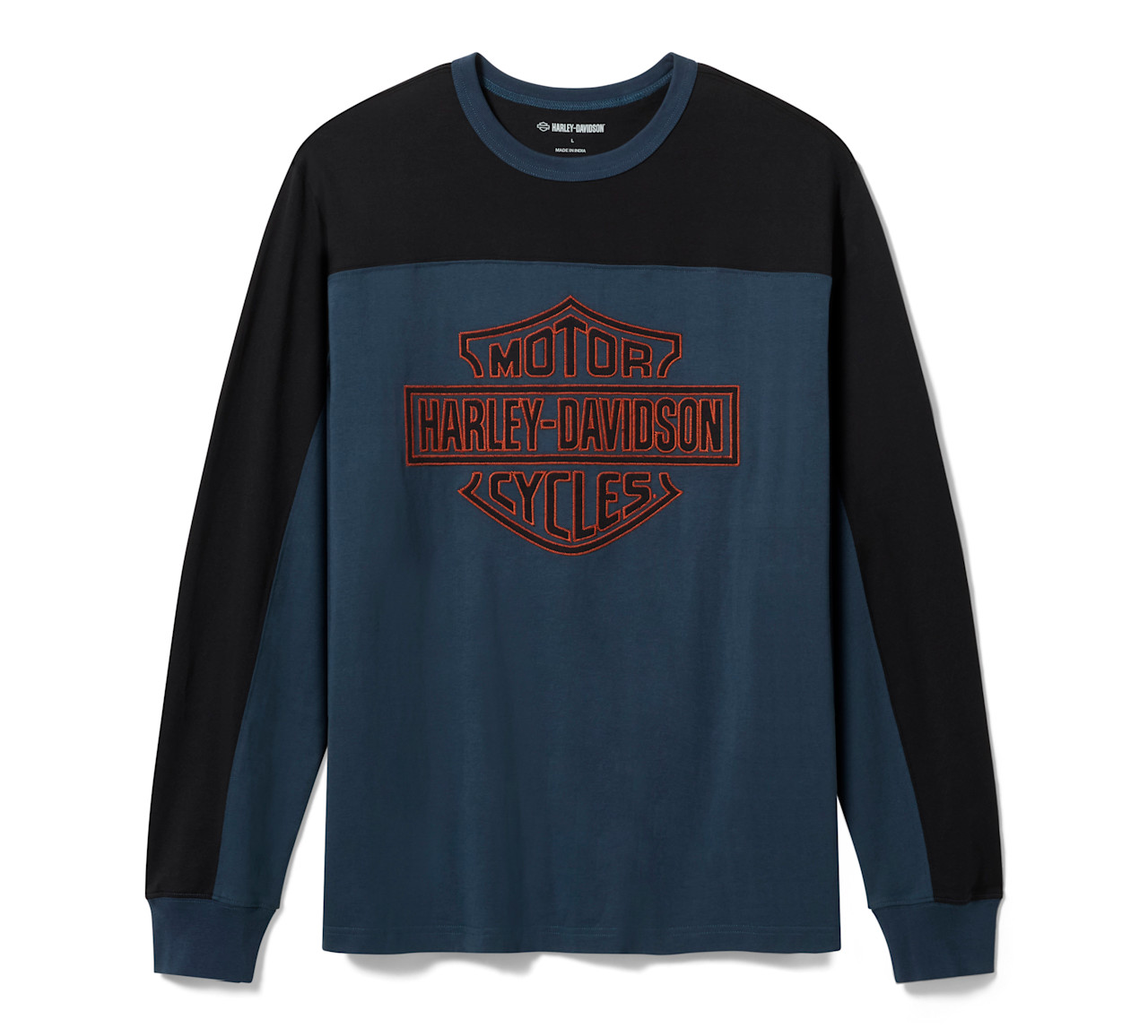Maglia a maniche lunghe Harley-Davidson® Essential Colorblock – Midnight Navy & Harley Back